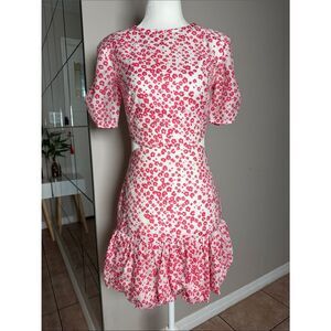 KEEPSAKE Pink and White Floral Cutout Mini Dress